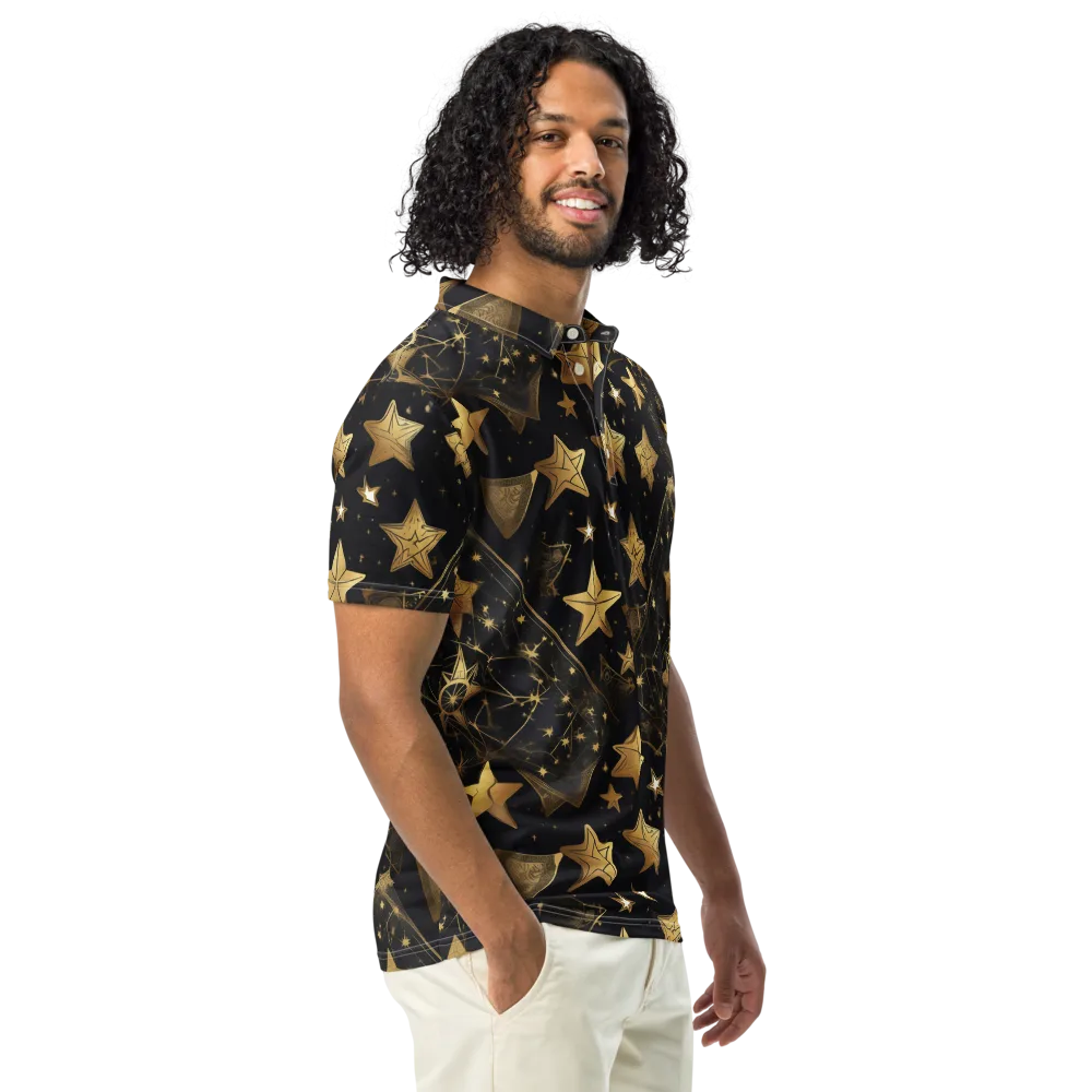 Gilded Constellation on Men's Slim Fit Polo Shirt — Right Front