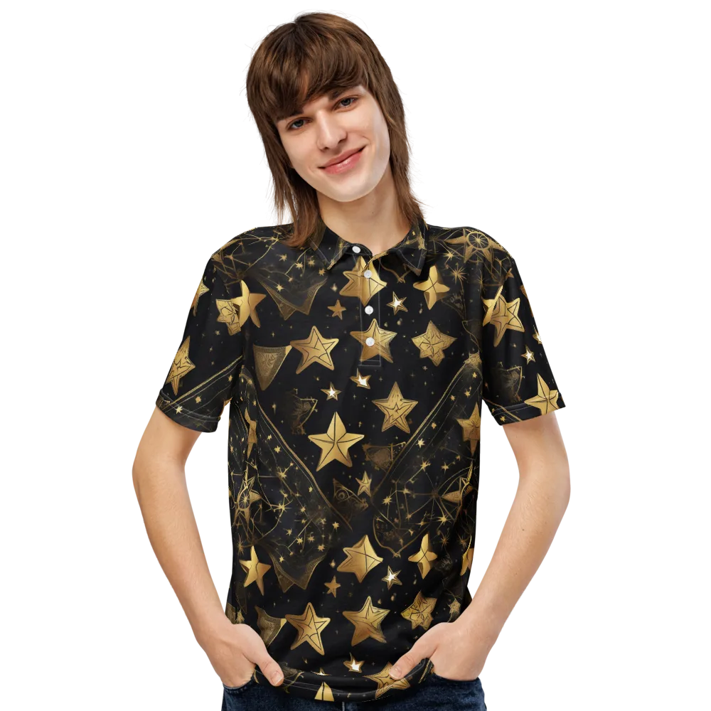 Gilded Constellation on Men's Slim Fit Polo Shirt — Front