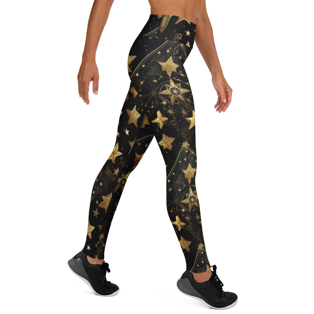 Gilded Constellation on Yoga Leggings — Right