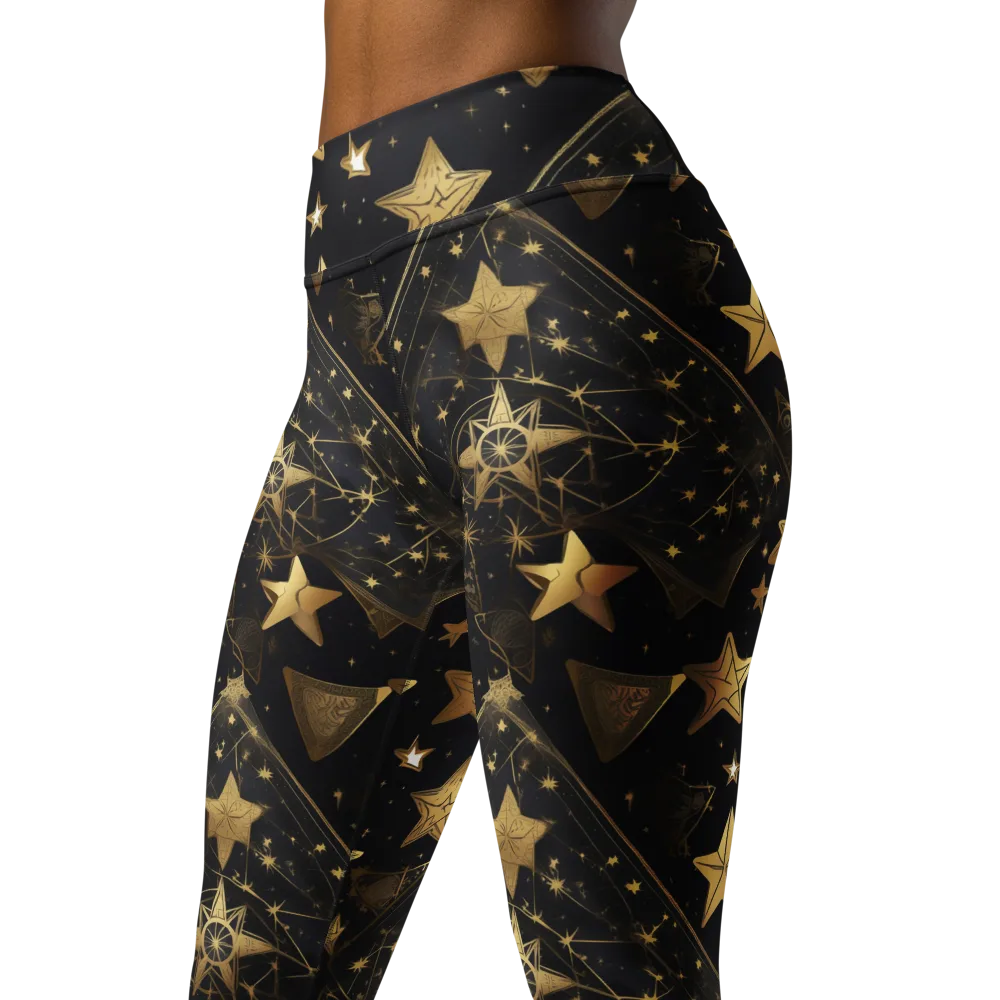 Gilded Constellation on Yoga Leggings — Left Front