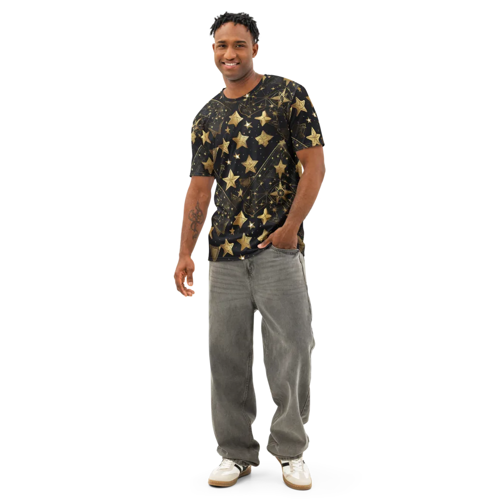 Gilded Constellation on Men's Cotton Crew Neck T-Shirt — Front