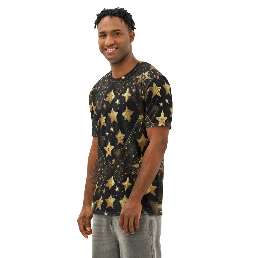 Gilded Constellation on Men's Cotton Crew Neck T-Shirt — Left Front