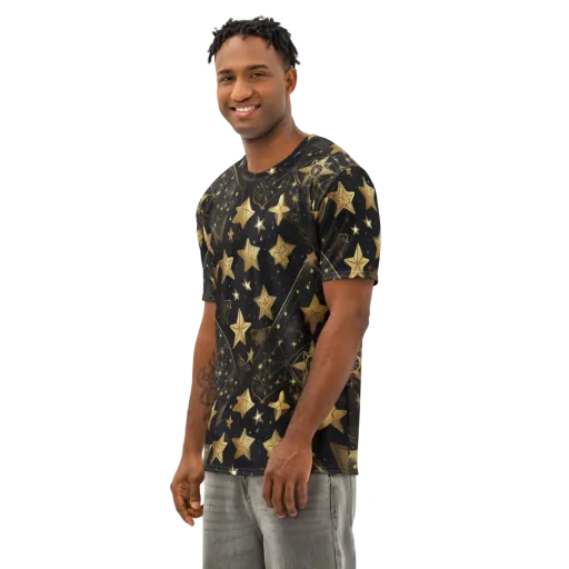 Gilded Constellation on a Men's Cotton Crew Neck T-Shirt