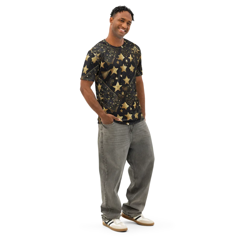 Gilded Constellation on Men's Cotton Crew Neck T-Shirt — Right Front