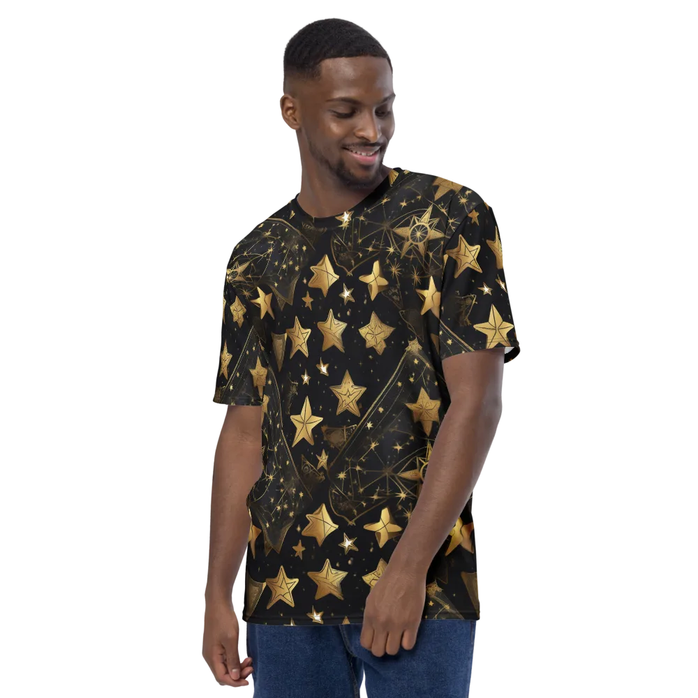 Gilded Constellation on Men's Crew Neck T-Shirt — Left