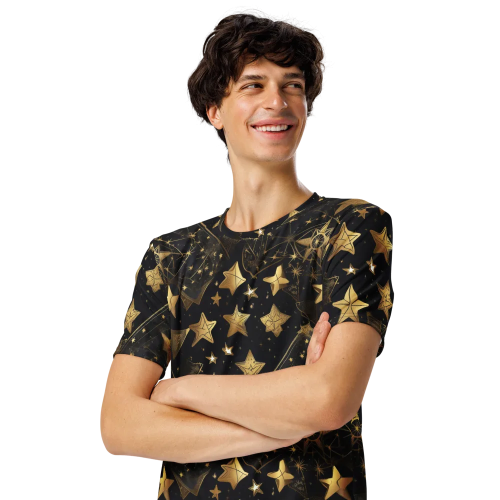 Gilded Constellation on Men's Crew Neck T-Shirt — Left Front