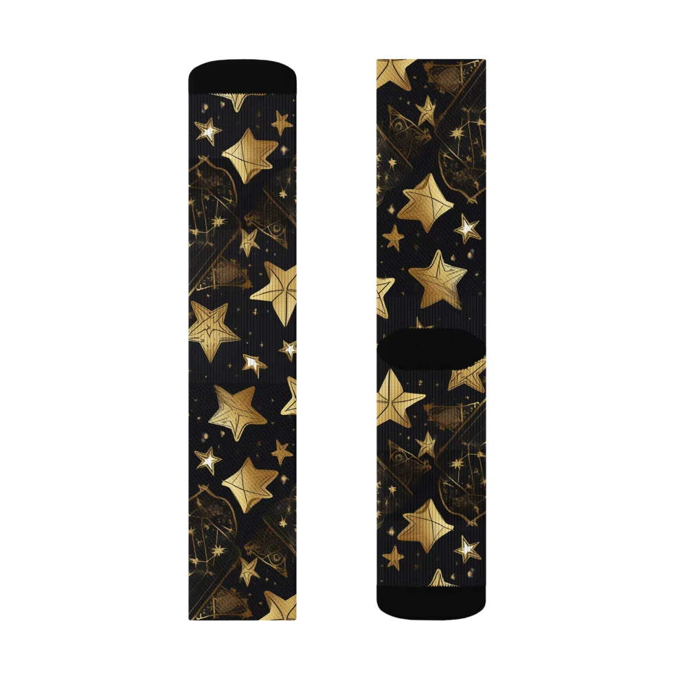 Gilded Constellation on Socks — Left Sock