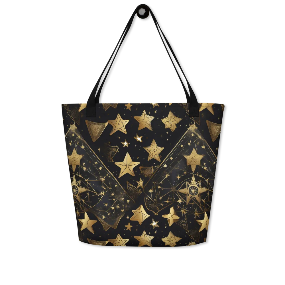 Gilded Constellation on Large Tote Bag W/ Pocket — Front