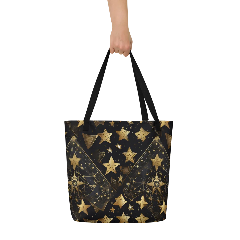 Gilded Constellation on Large Tote Bag W/ Pocket — Front