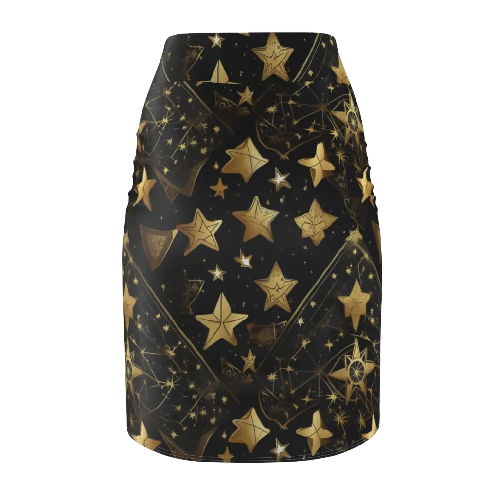 Gilded Constellation on Pencil Skirt — Back
