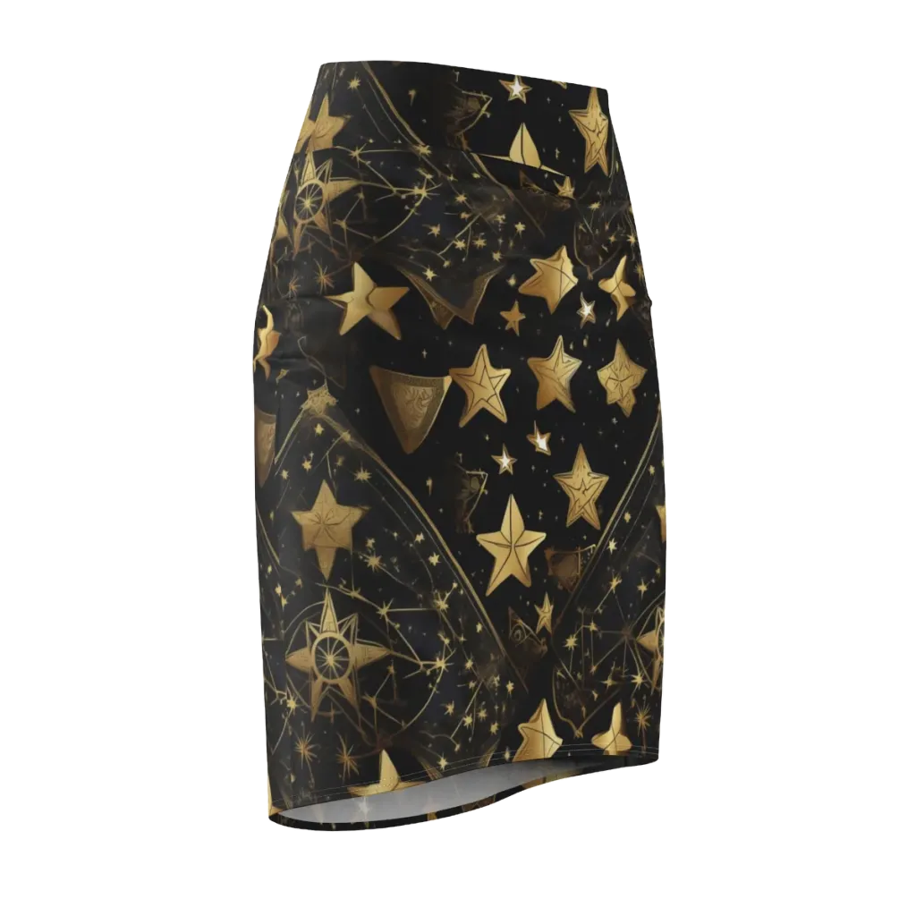 Gilded Constellation on Pencil Skirt — Front Side