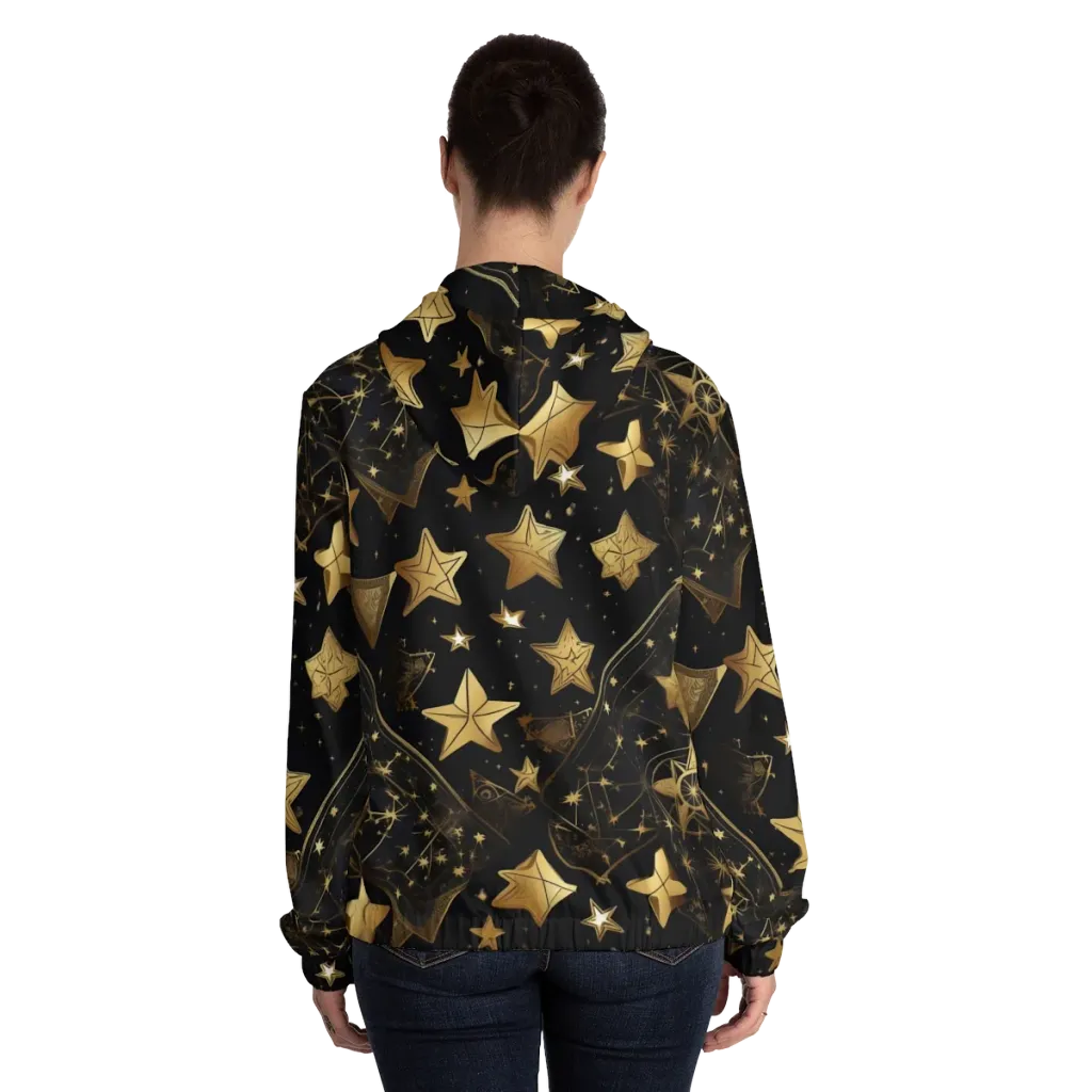Gilded Constellation on Women's Full-Zip Hoodie — Back On Person