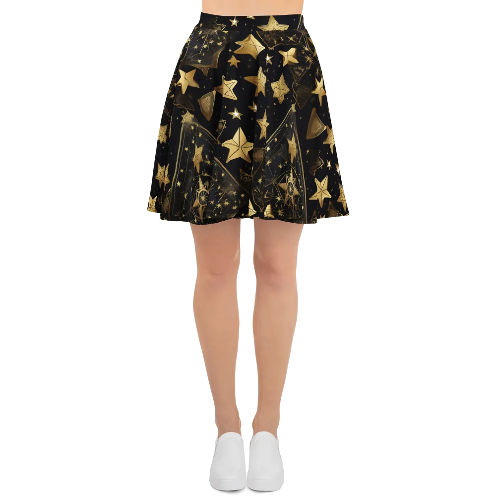 Gilded Constellation on Skater Skirt — Front