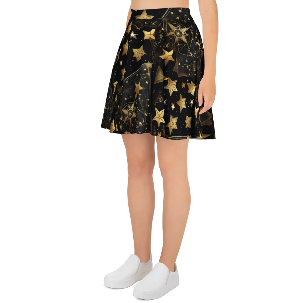 Gilded Constellation on Skater Skirt — Left
