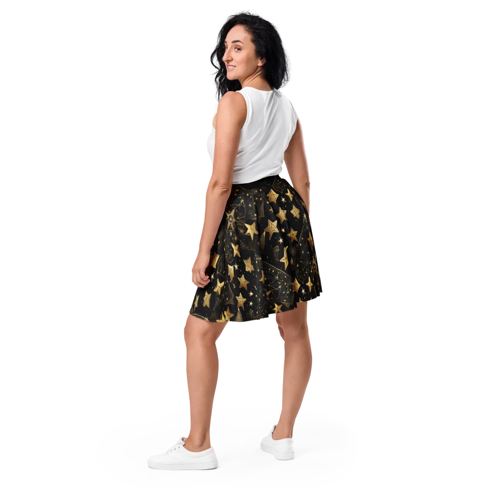 Gilded Constellation on Skater Skirt — Back