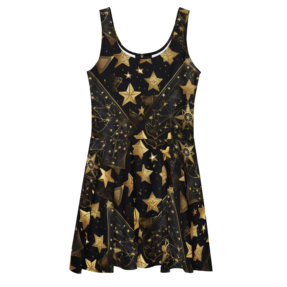 Gilded Constellation on Skater Dress — Front