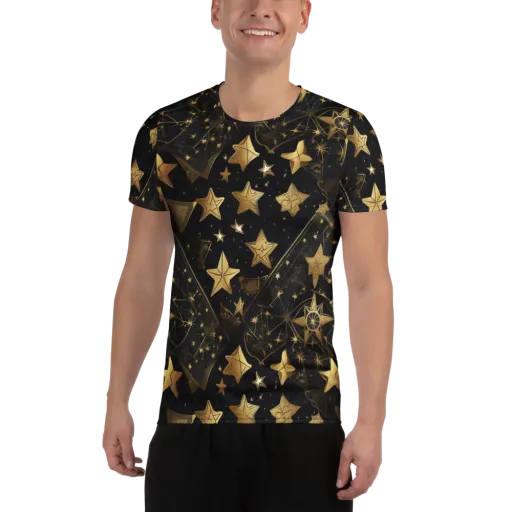 Gilded Constellation on a Men's Athletic T-Shirt