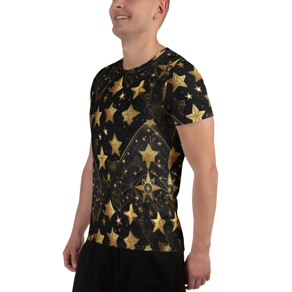 Gilded Constellation on Men's Athletic T-Shirt — Left