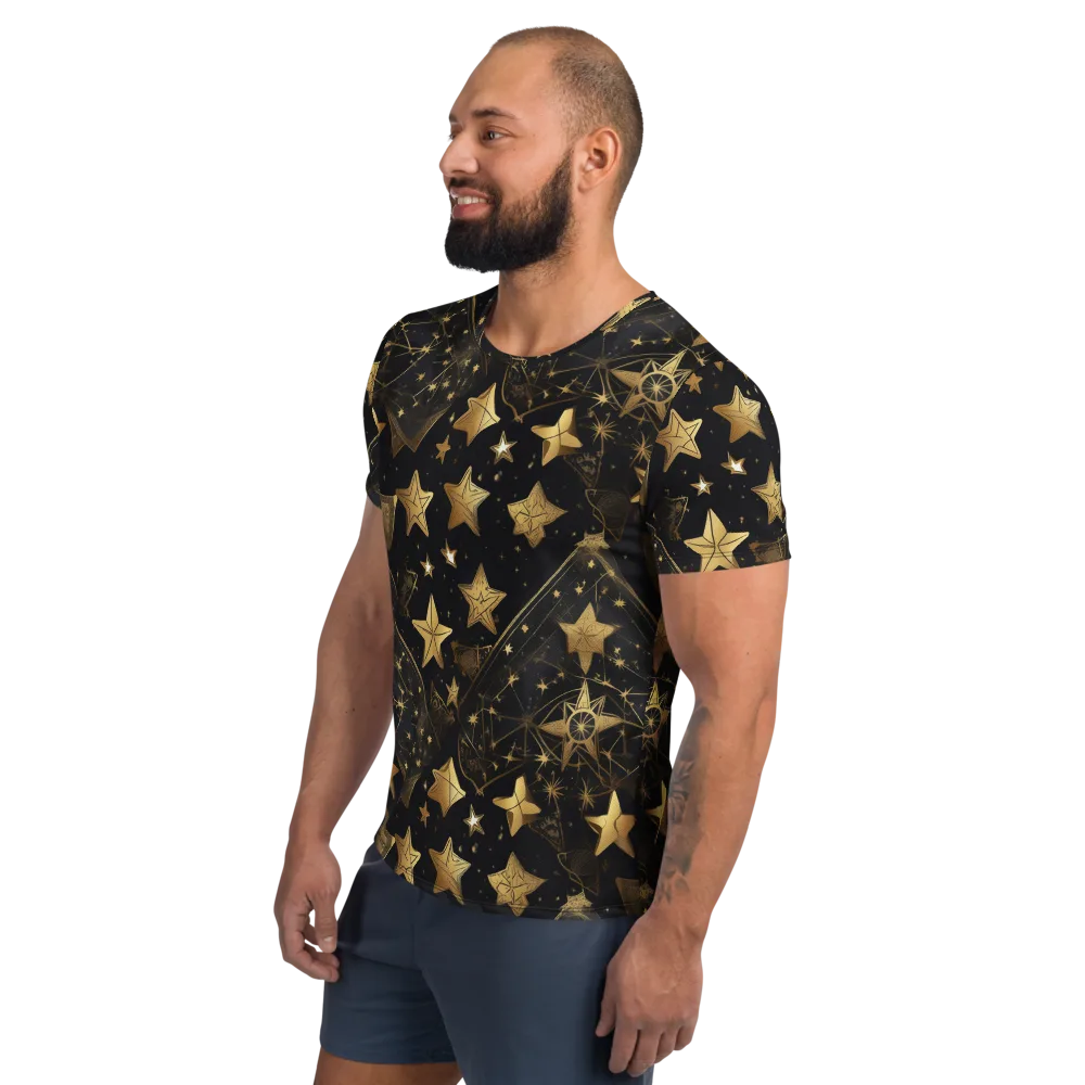 Gilded Constellation on Men's Athletic T-Shirt — Left