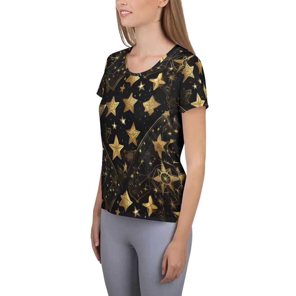 Gilded Constellation on Women's Athletic T-Shirt — Left