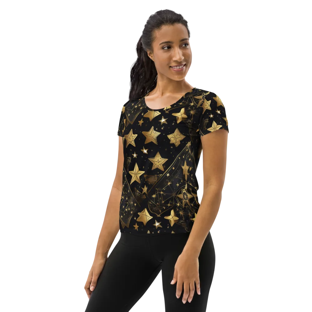 Gilded Constellation on Women's Athletic T-Shirt — Left