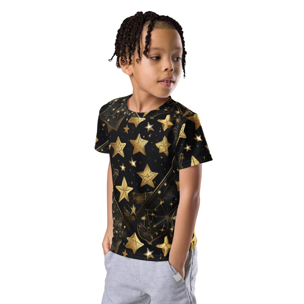 Gilded Constellation on Kids Crew Neck T-Shirt — Left Front