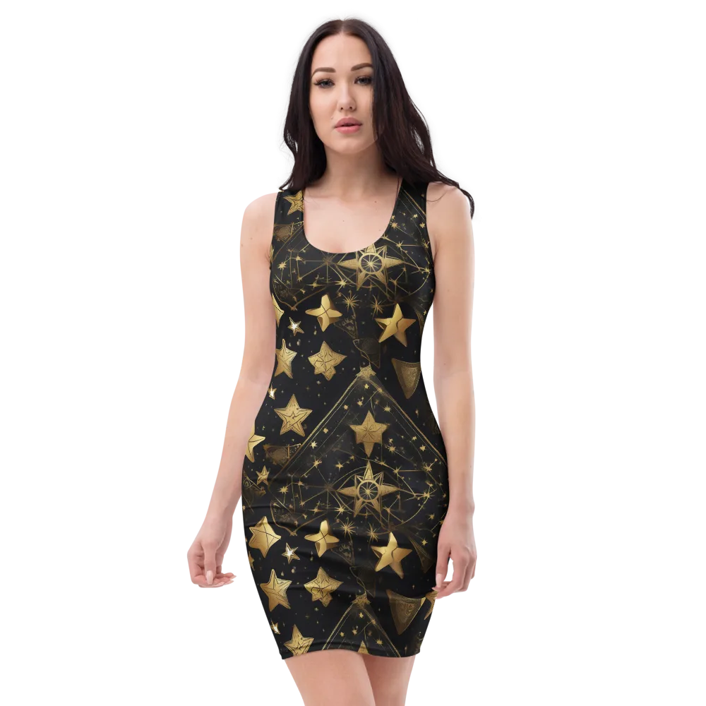 Gilded Constellation on Bodycon Dress — Front