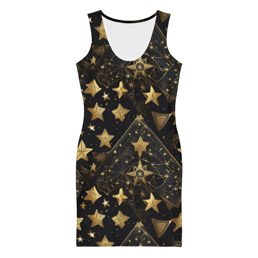 Gilded Constellation on Bodycon Dress — Front