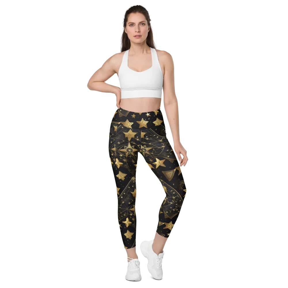 Gilded Constellation on Leggings with Pockets — Front