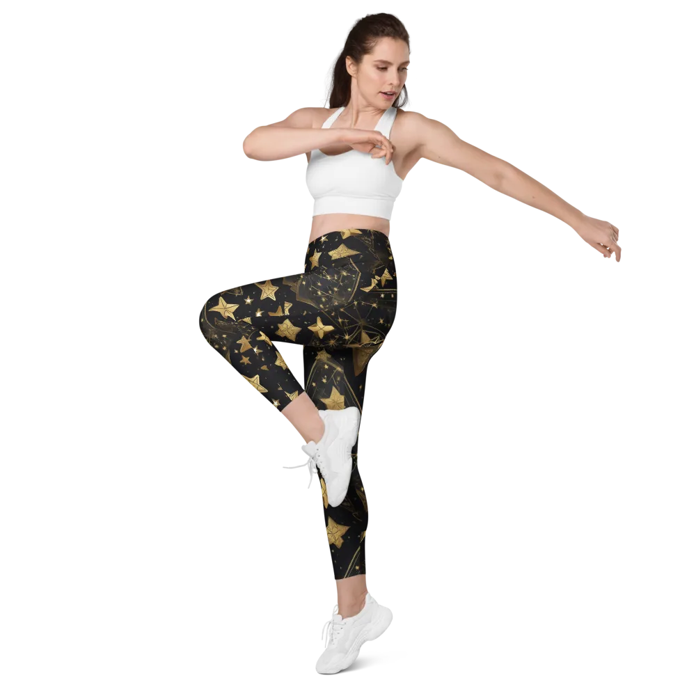Gilded Constellation on Leggings with Pockets — Left Front