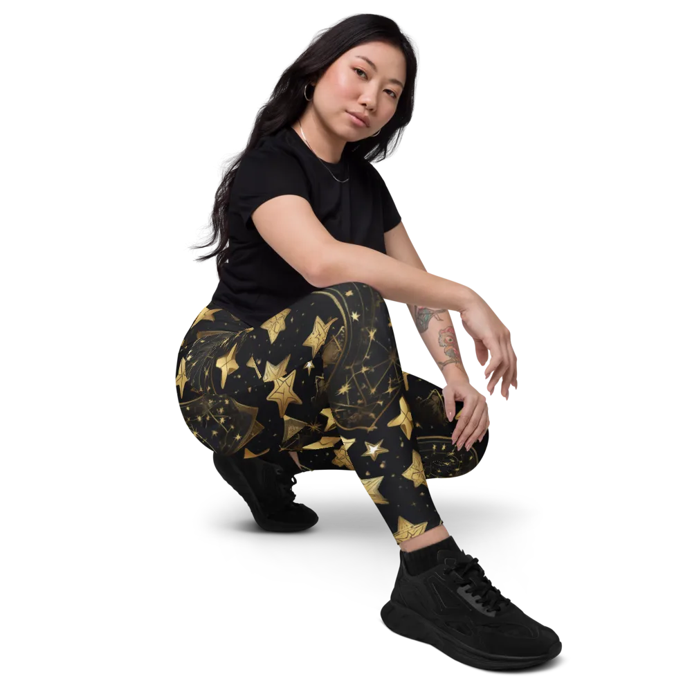 Gilded Constellation on Leggings with Pockets — Right Front
