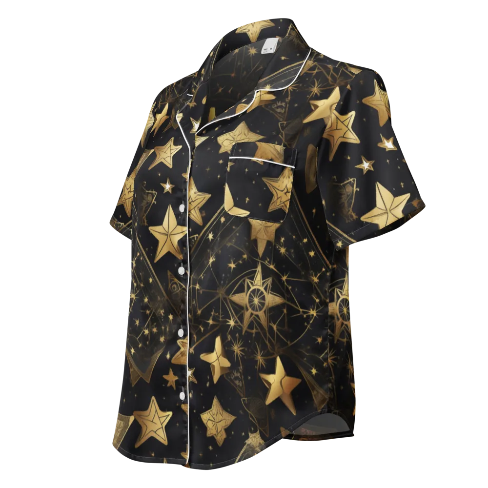 Gilded Constellation on Women's Short Sleeve Pajama Top — Left Front