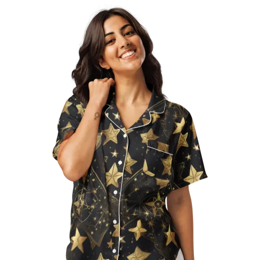 Gilded Constellation on a Women's Short Sleeve Pajama Top