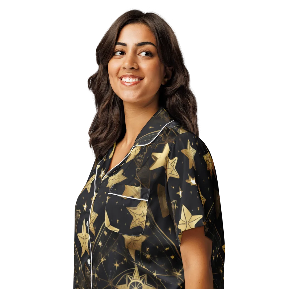 Gilded Constellation on Women's Short Sleeve Pajama Top — Left Front
