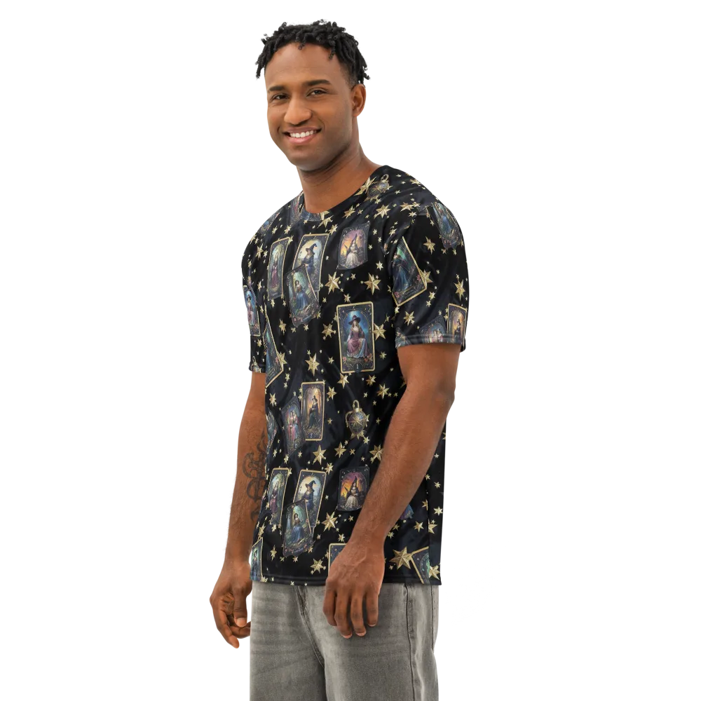 Celestial Arcana on Men's Cotton Crew Neck T-Shirt — Left Front