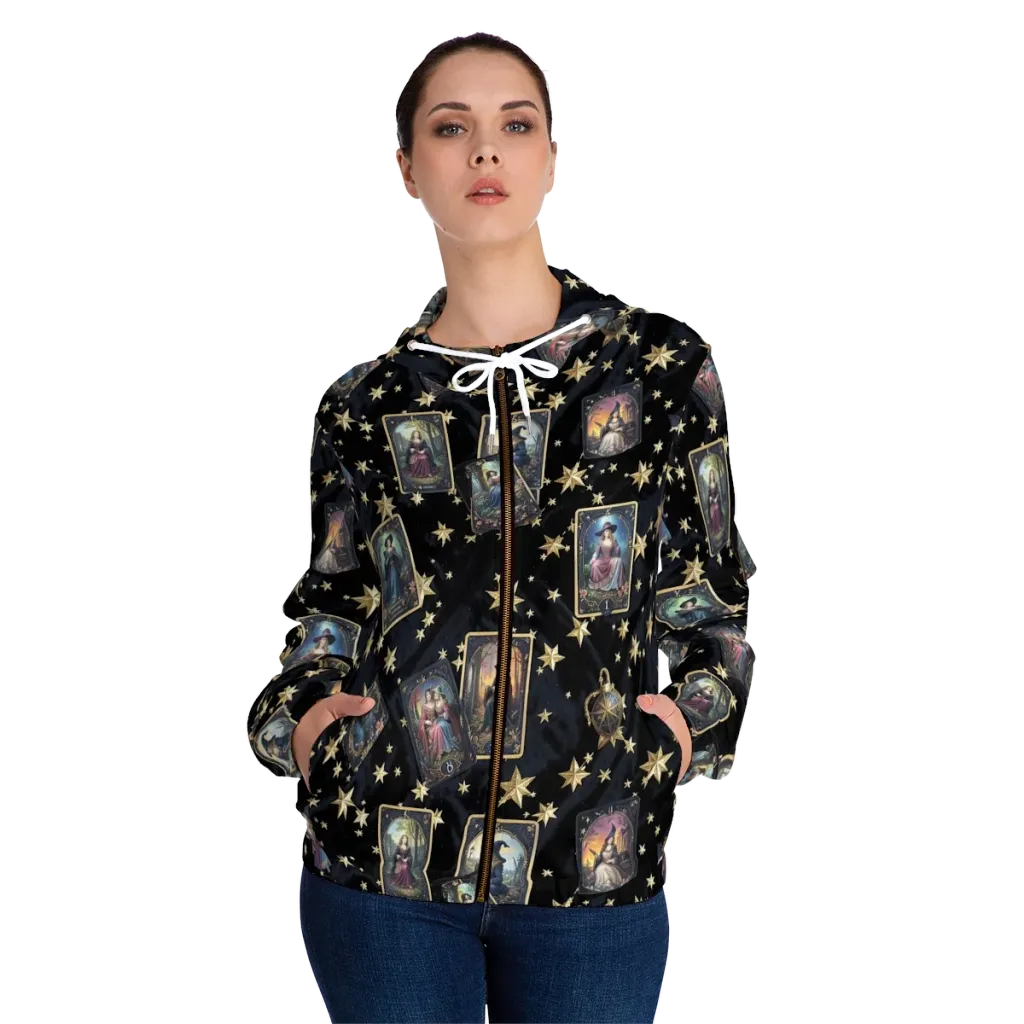 Celestial Arcana on Women's Full-Zip Hoodie — Front On Person