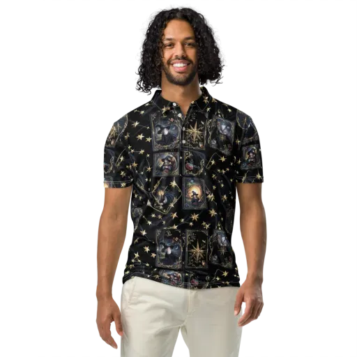 Midnight Arcana on a Men's Slim Fit Polo Shirt