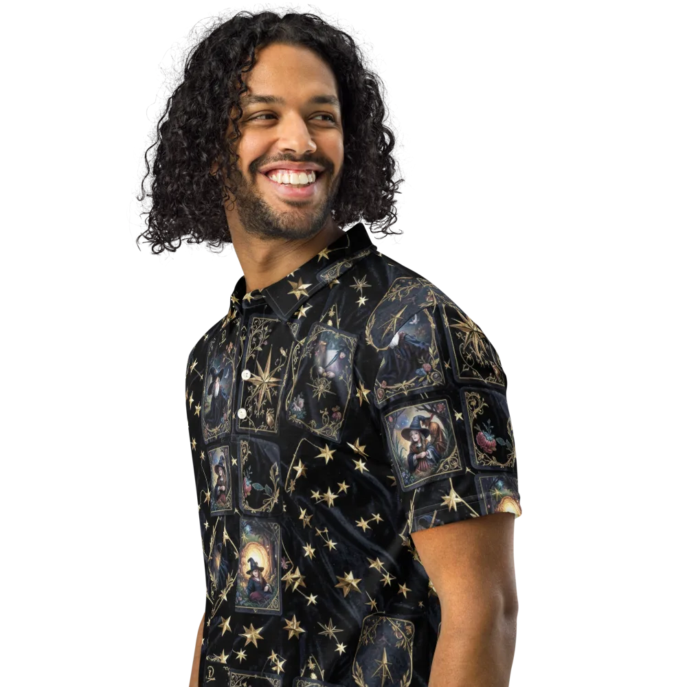 Midnight Arcana on Men's Slim Fit Polo Shirt — Left Front