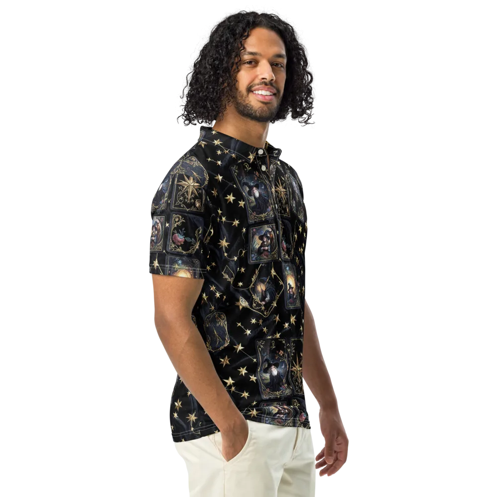 Midnight Arcana on Men's Slim Fit Polo Shirt — Right Front