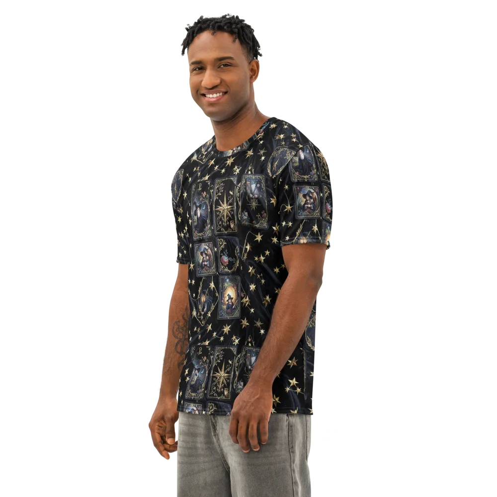 Midnight Arcana on Men's Cotton Crew Neck T-Shirt — Left Front