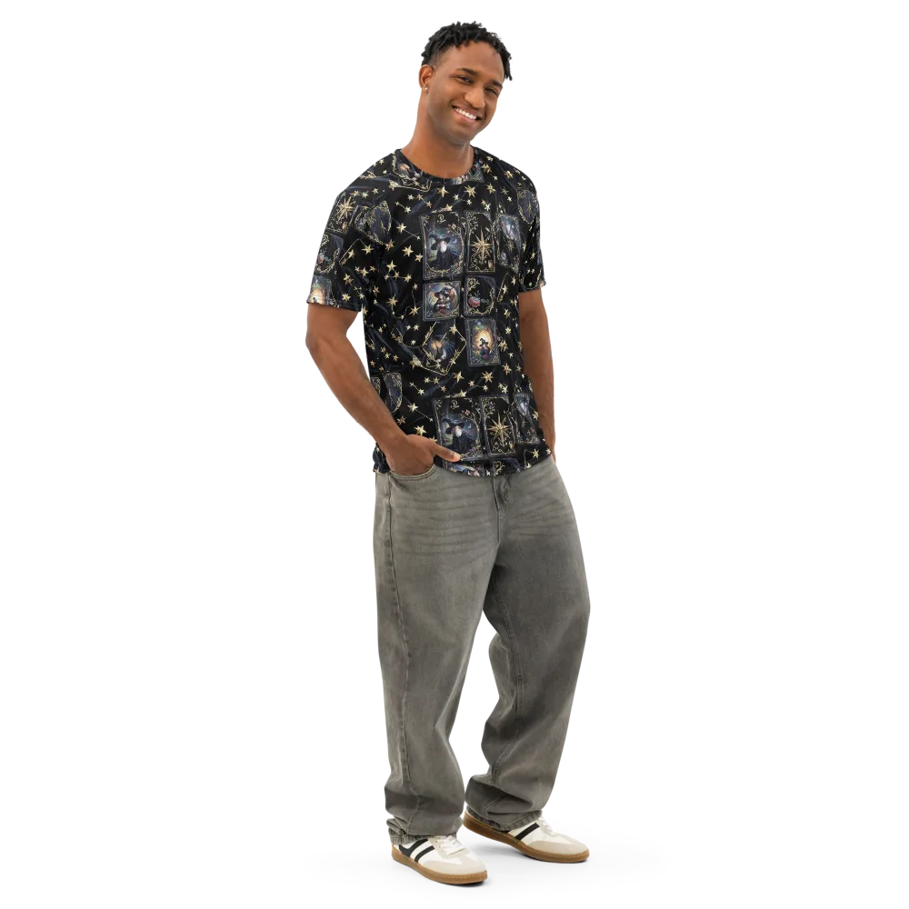 Midnight Arcana on Men's Cotton Crew Neck T-Shirt — Right Front