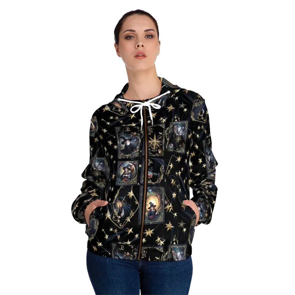 Midnight Arcana on Women's Full-Zip Hoodie — Front On Person