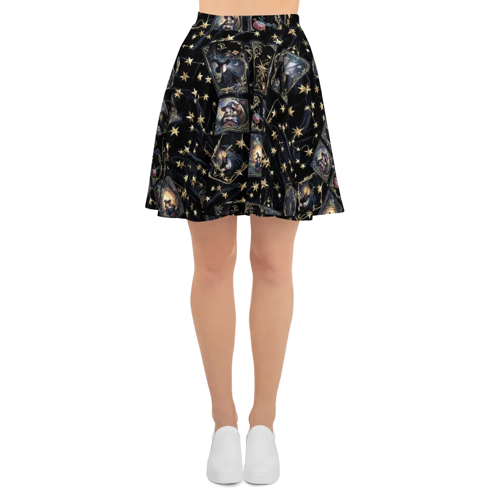 Midnight Arcana on Skater Skirt — Front
