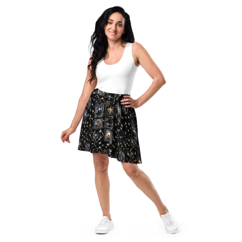 Midnight Arcana on Skater Skirt — Front