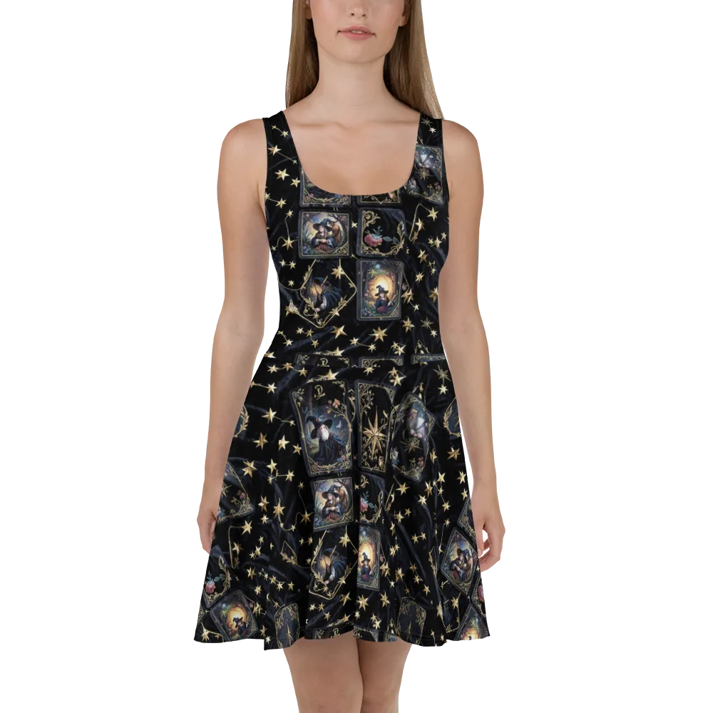 Midnight Arcana on Skater Dress — Front