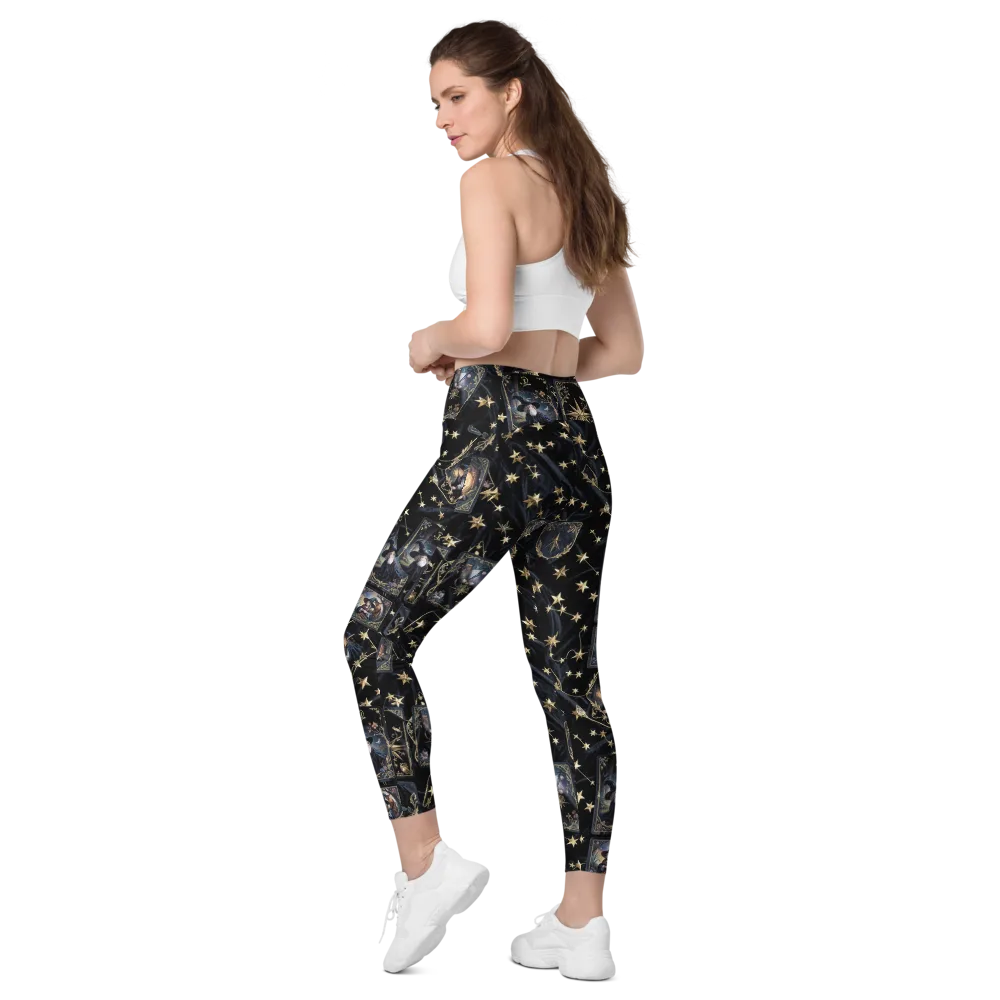 Midnight Arcana on Leggings with Pockets — Left Back
