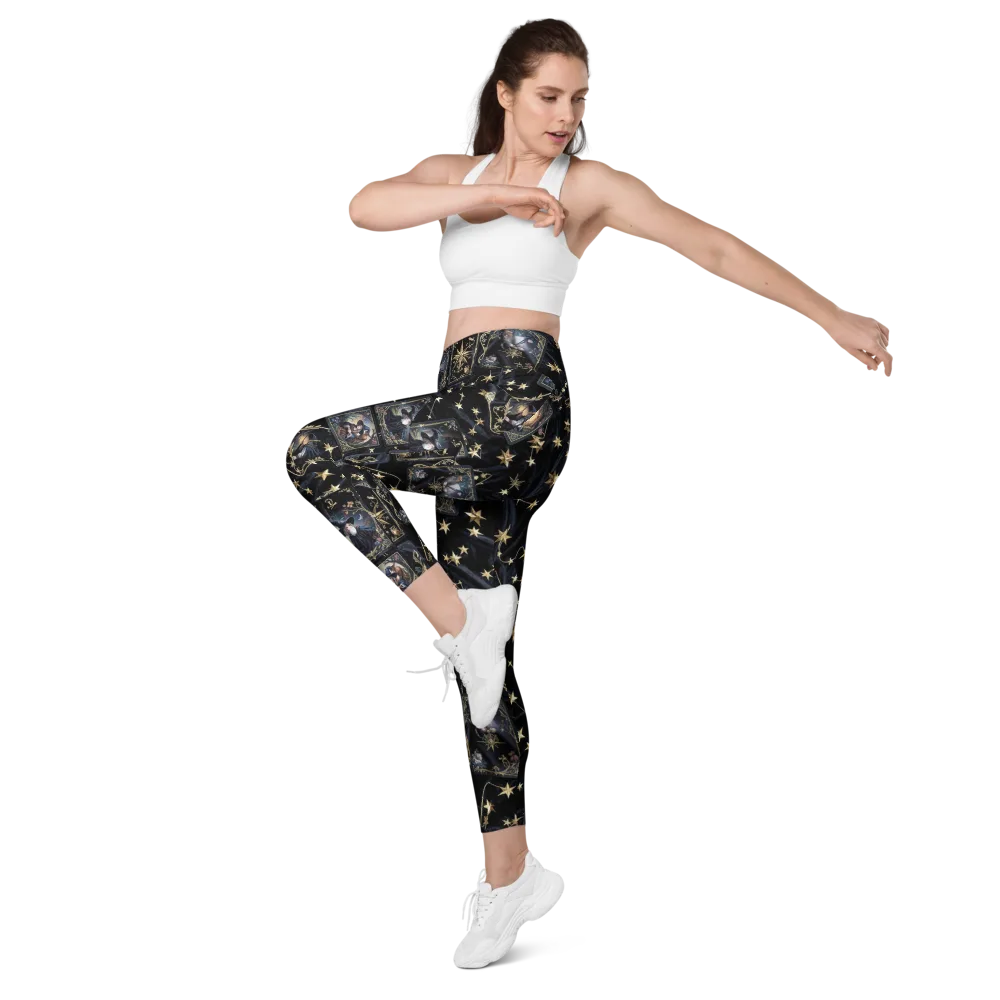 Midnight Arcana on Leggings with Pockets — Left Front