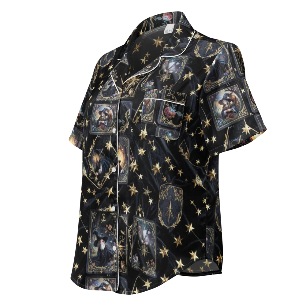 Midnight Arcana on Women's Short Sleeve Pajama Top — Left Front
