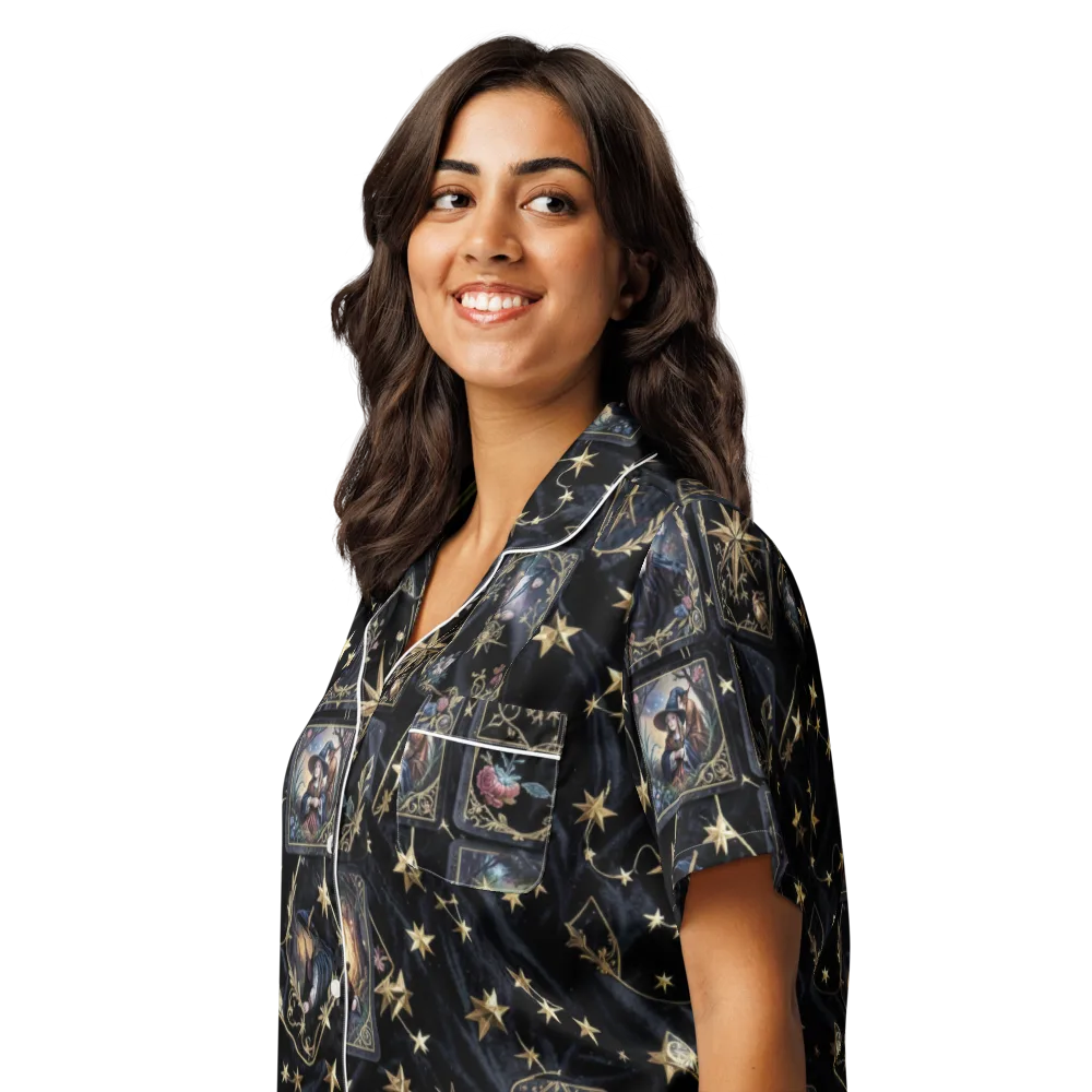 Midnight Arcana on Women's Short Sleeve Pajama Top — Left Front