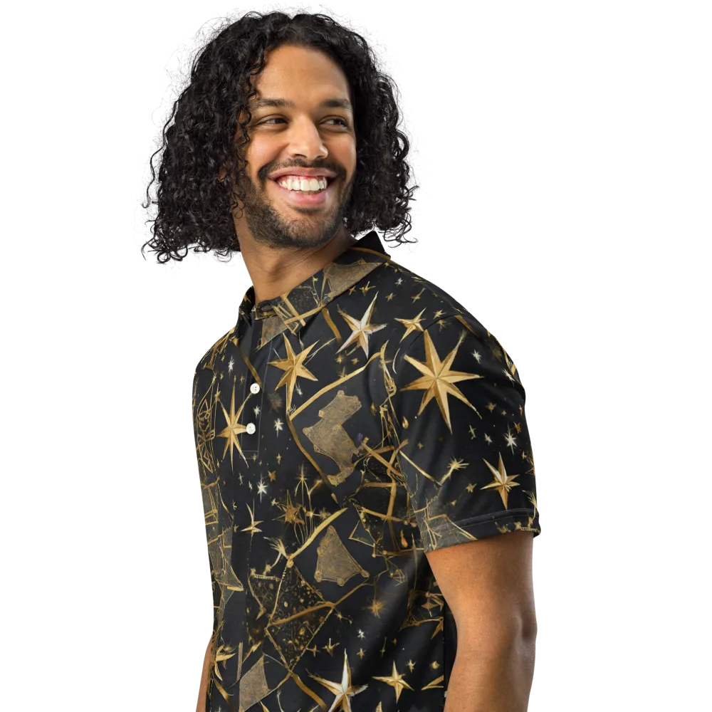 Nocturne Orbit on Men's Slim Fit Polo Shirt — Left Front